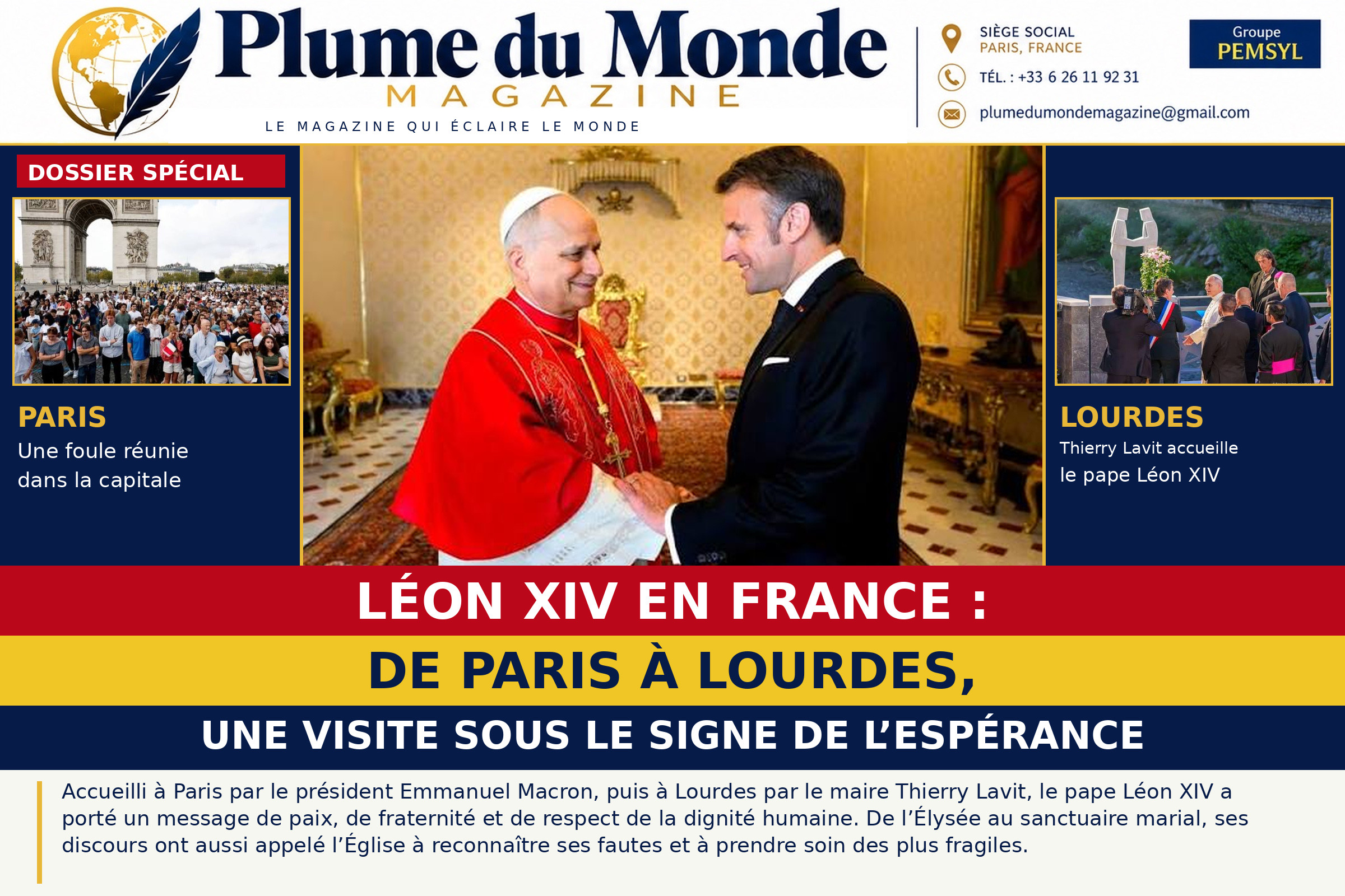 LÉON XIV EN FRANCE : DE PARIS À LOURDES, UNE VISITE SOUS LE SIGNE DE L’ESPÉRANCE