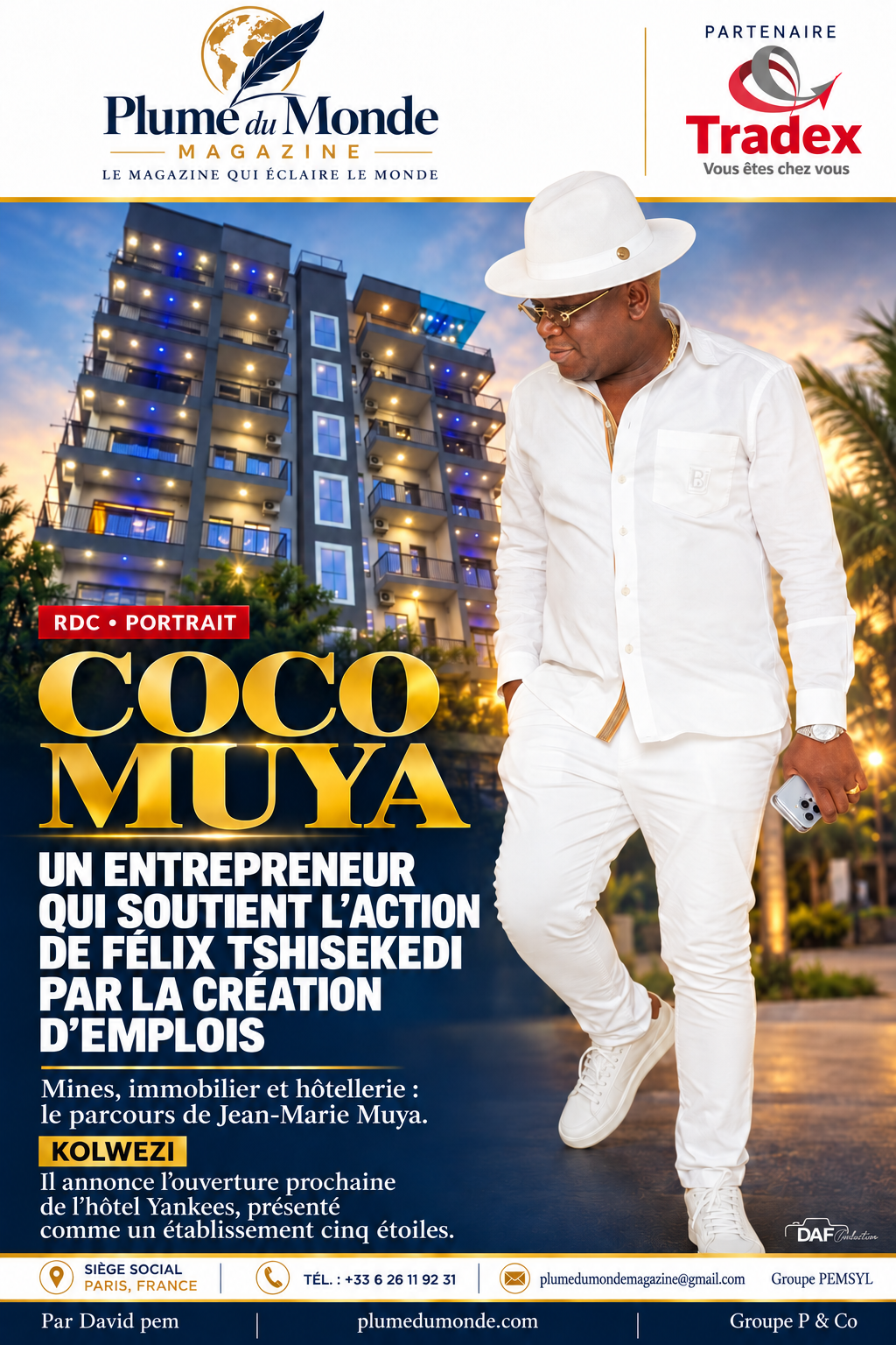 RDC : COCO MUYA, UN ENTREPRENEUR QUI SOUTIENT L’ACTION DE FÉLIX TSHISEKEDI PAR LA CRÉATION D’EMPLOIS